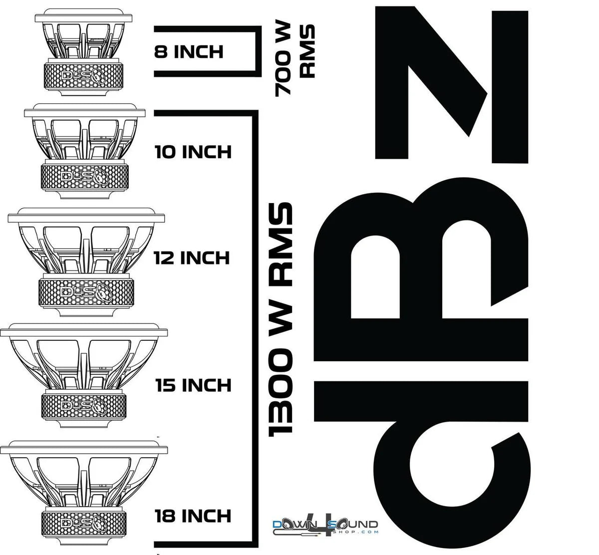 Down4Sound DBz 10" 1300W RMS Subwoofer DVC