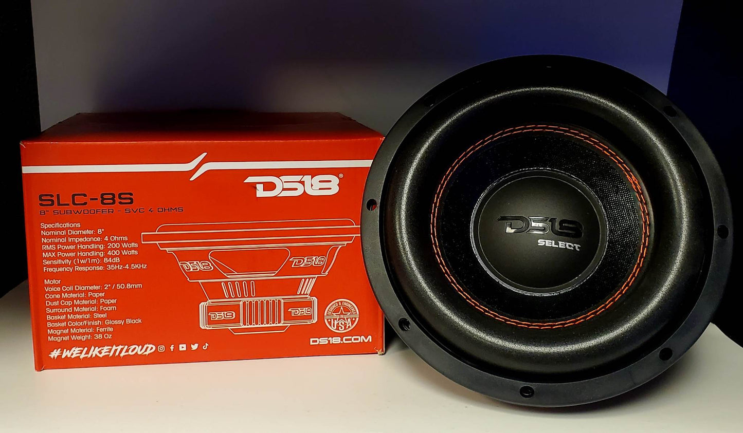8" Subwoofer 400W 4 Ohm Single Voice Coil Bass Pro Car Audio DS18 SLC-8S